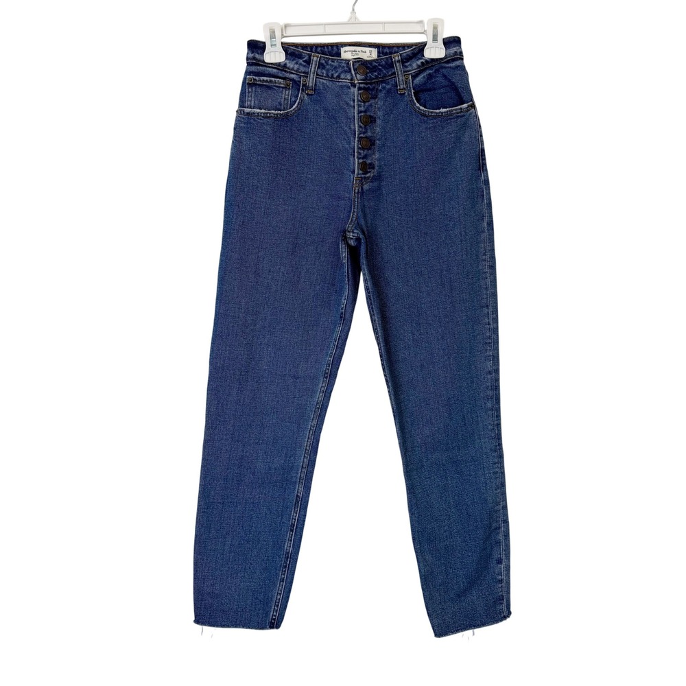 Abercrombie Fitch Curve Love Mom High Rise Jeans Women's 27 4L Long Button Front